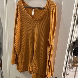 Cozy Mustard Waffle Knit Sweater